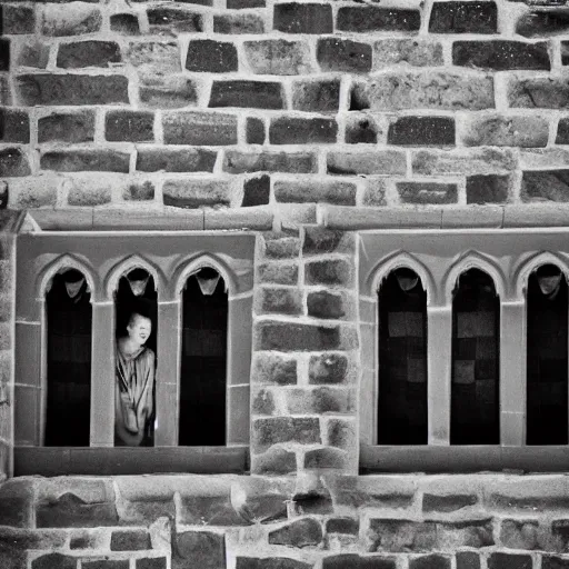 Image similar to james webb photography outside castle window in medieval times, black and white photography