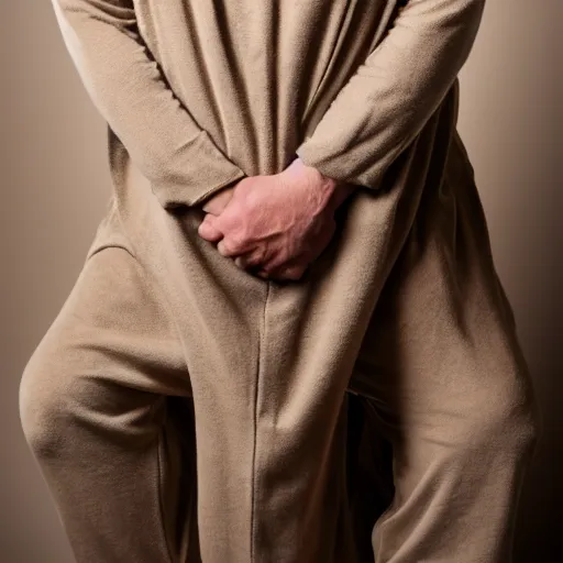 Prompt: richard iv the roman king, real human wearing beige elastic cashmere pyjama, soft studio lighting, sigma lens photo,