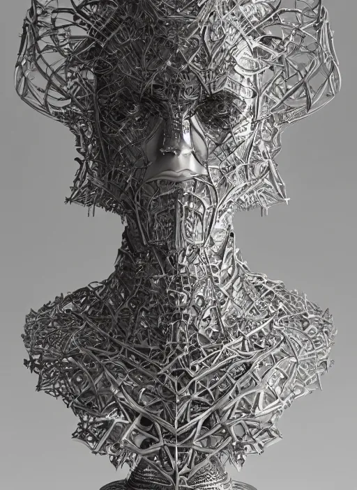 Image similar to sculpture made of metal, portrait, female, future, wood, tree, harper's bazaar, vogue, magazine, insanely detailed and intricate, concept art, close up, ornate, luxury, elite, elegant, trending on artstation, by ruan jia, by Kenneth Willardt, by ross tran, by WLOP, by Andrei Riabovitchev,