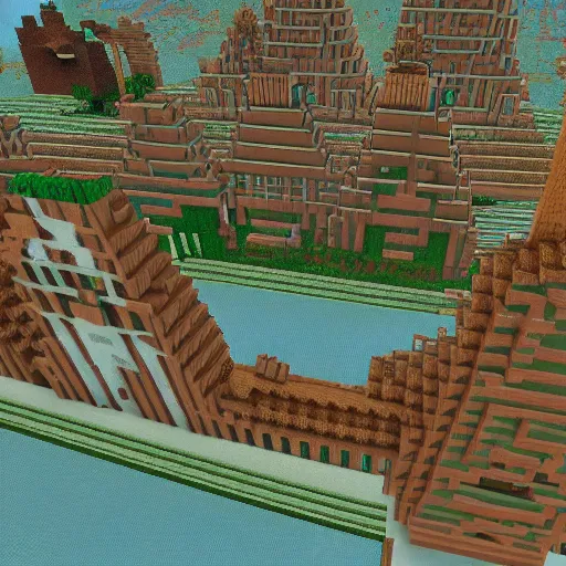 Image similar to portland made in minecraft