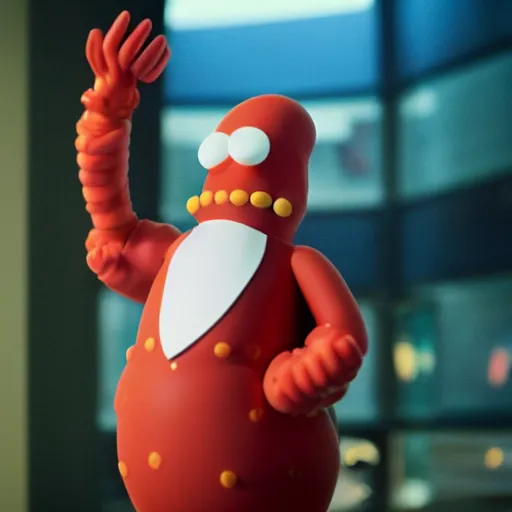 Prompt: still image of dr zoidberg from futurama in the dark knight, cinematic, anamorphic, 8 0 mm f / 2. 8 l, 3 5 mm film, movie
