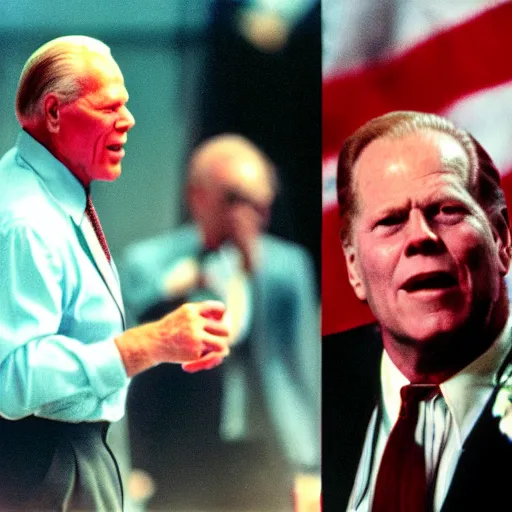 Prompt: President Gerald Ford dancing his heart out. CineStill.