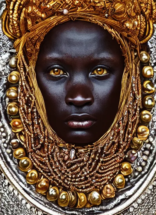 Prompt: hyperrealism, detailed textures, award winning autochrome african colonial 1 9 0 5 photo, symetrical africanpearl old screaming medusa queen autochrome pearl portrait, pearl silverplate, intricate, detailed facial pearl scary animal mask, pearl, golden jewelery, silverplate, ultra realistic, cinematic, intricate, cinematic light by steve mccurry, unreal engine 8 k