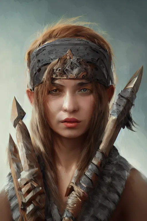 Image similar to portrait of a barbarian female, ultra sharp, very detailed, high quality focus by wlop