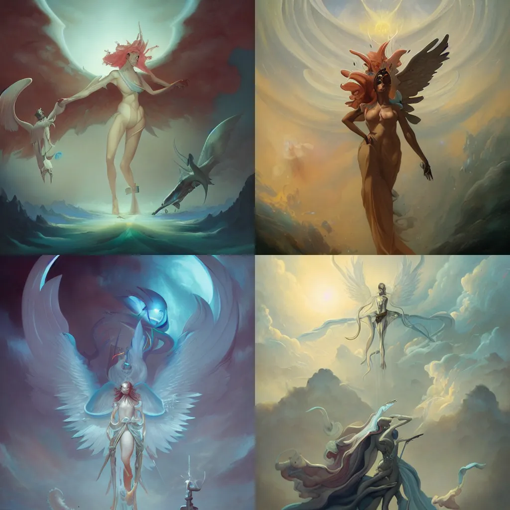 Prompt: realm of angels, peter mohrbacher