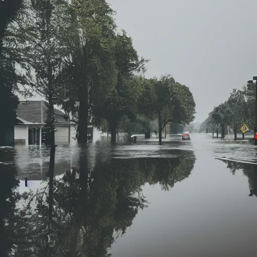 Image similar to suburban neighborhood flooding with rain, rainy atmosphere!!!!, trending on unsplash, 4 k photorealism, 8 k quality