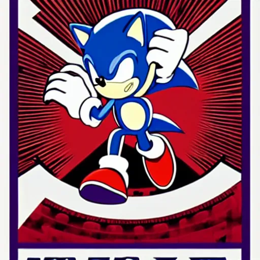 Image similar to sonic the hedgehog poster by shepard fairey