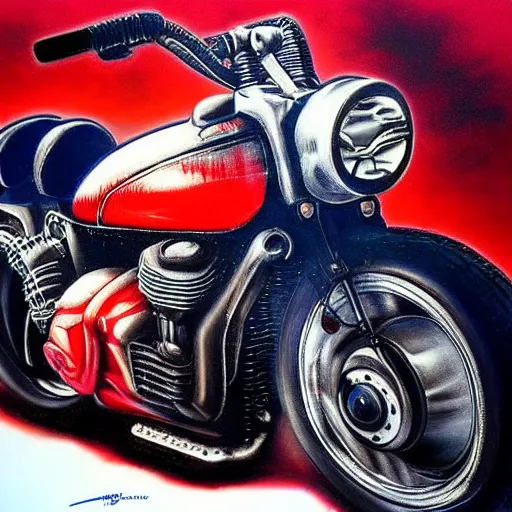 Image similar to kaneda motorcycle, airbrush.