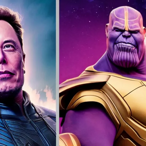 Image similar to elon musk as thanos, the pixar adaptation