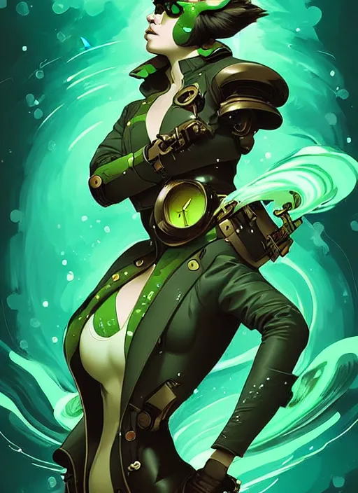 Image similar to style artgerm, joshua middleton, illustration, anthropomorphic hamster steampunk cyborg arms, green fur, swirling water cosmos, fantasy, dnd, cinematic lighting