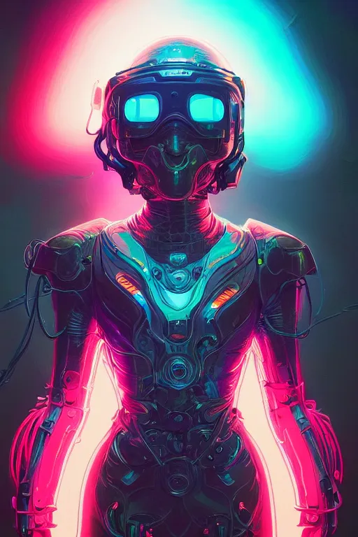 Image similar to portrait of a psychedelic girl with a biomechanic armor and neon light by Laurie Greasley and Greg Rutkowski and Gustave Doré, digital painting, highly detailed, trending on artstation