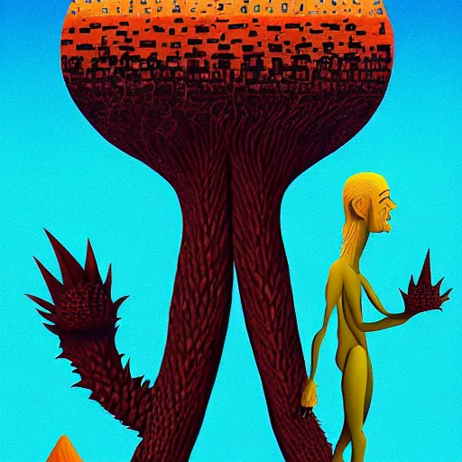 Image similar to adam and eve bigger than godzilla, monument valley art style, smooth painting, each individual seeds have ultra high detailed, 4 k, illustration, comical, acrylic paint style, pencil style, torn cosmo magazine style, pop art style, ultra realistic, underrated, by mike swiderek, jorge lacera, ben lo, tyler west