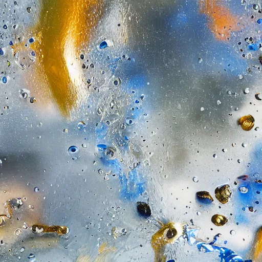 Prompt: photograph of oil mixed with water, abstract, hyperrealistic