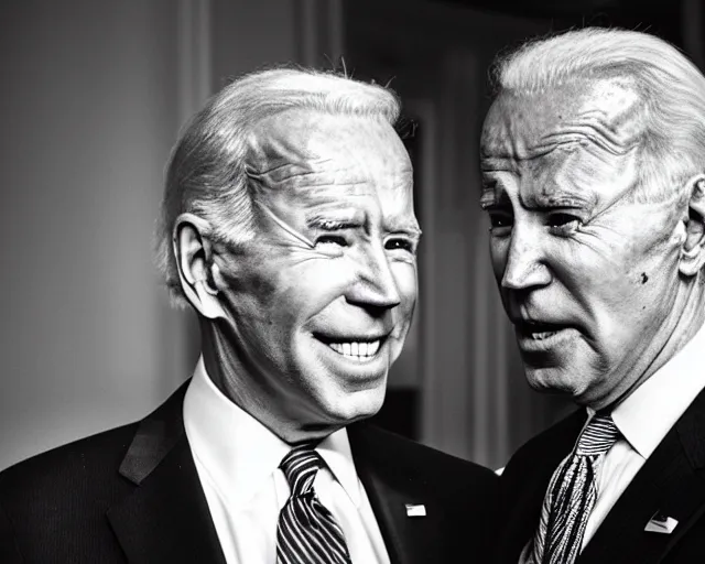 Image similar to president joe biden face to face with president joe biden, nikon 3 5 mm, photograph