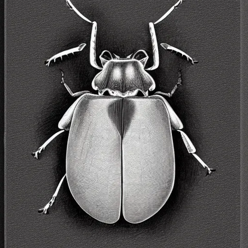 Image similar to beetle, black and white, botanical illustration