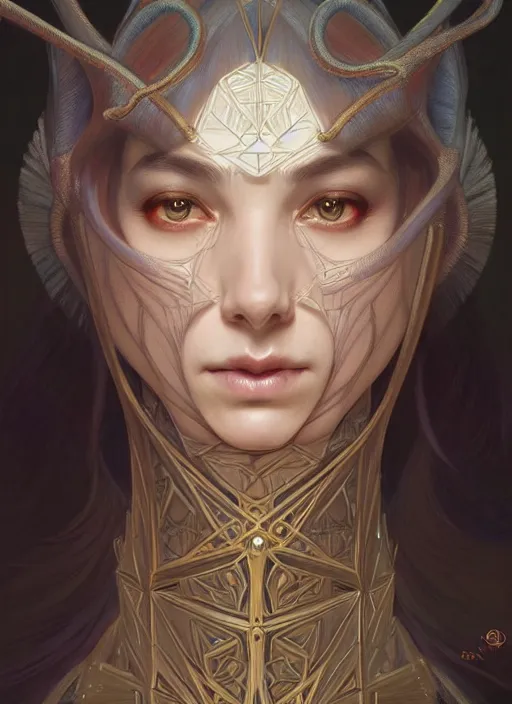 Image similar to symmetry!! portrait of a female sorcerer, dar fantasy, intricate, elegant, highly detailed, my rendition, digital painting, artstation, concept art, smooth, sharp focus, illustration, art by artgerm and greg rutkowski and alphonse mucha and huang guangjian and gil elvgren and sachin teng