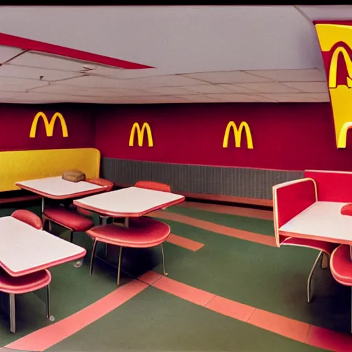 Prompt: a panorama of a 80s mcdonalds