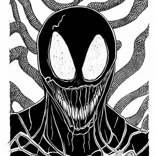 Image similar to venom symbiote drawn by junji ito