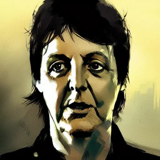 Prompt: Portrait of Paul McCartney, dramatic lighting, illustration by Greg rutkowski, yoji shinkawa, 4k, digital art, concept art, trending on artstation