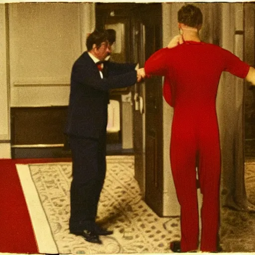 Image similar to the guy sioit on the head in red room