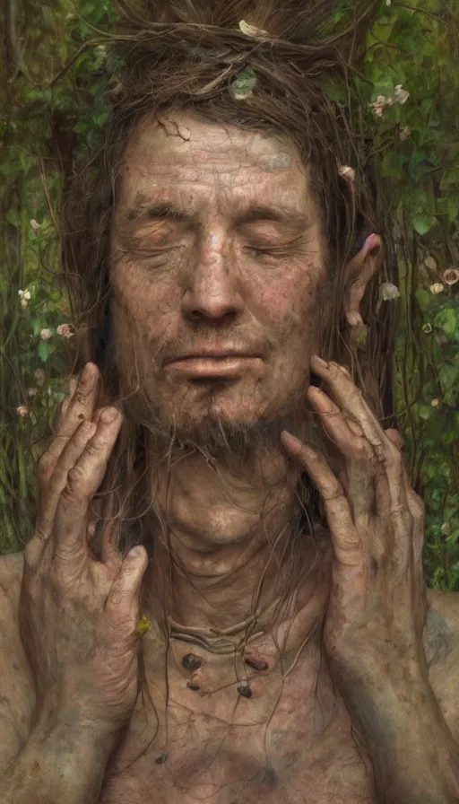 Image similar to portrait of a digital shaman, by alyssa monks