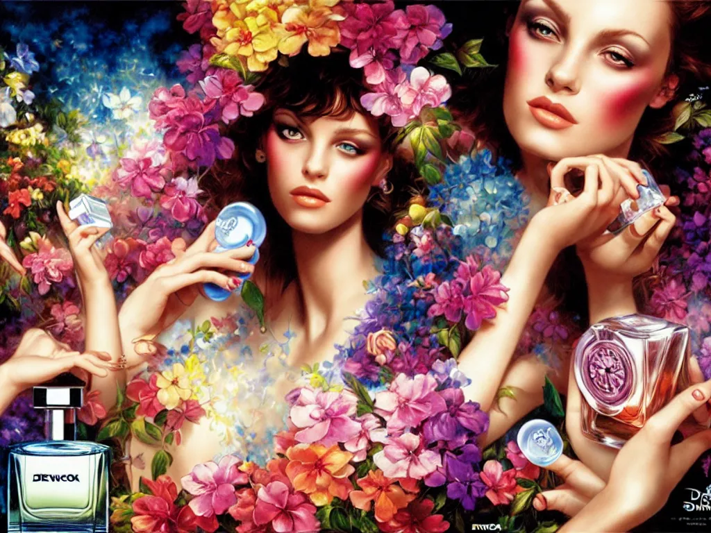 Prompt: fragrance advertising campaign painted by drew struzan, highly detailed