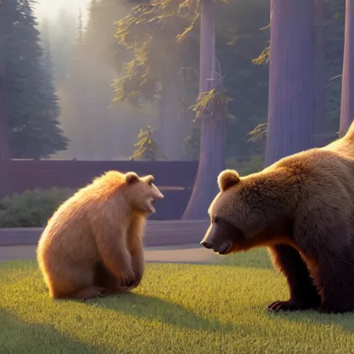 Image similar to a bear as a pixar character, 8 k