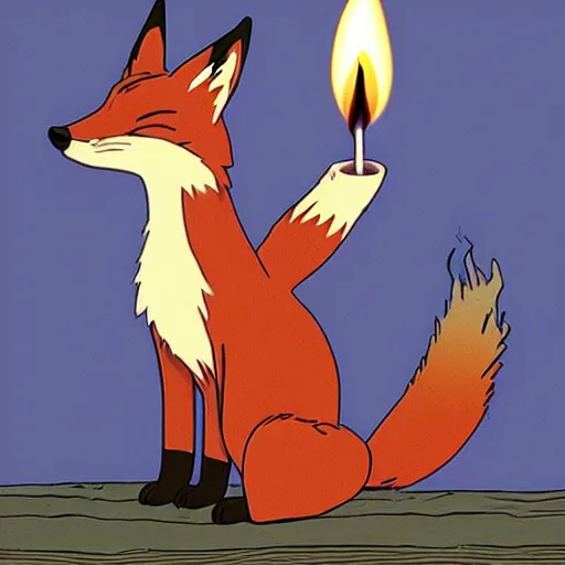 Image similar to a fox with candle head by studio ghibli