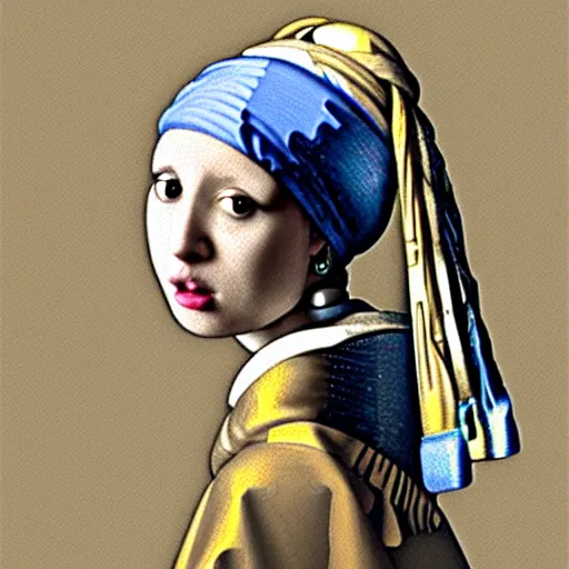 Image similar to girl with a pearl earring as a dog, very detailed