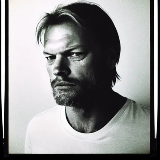 Image similar to Mugshot Portrait of David Gilmour, taken in the 1970s, photo taken on a 1970s polaroid camera, grainy, real life, hyperrealistic, ultra realistic, realistic, highly detailed, epic, HD quality, 8k resolution, body and headshot, film still, front facing, front view, headshot and bodyshot, detailed face, very detailed face