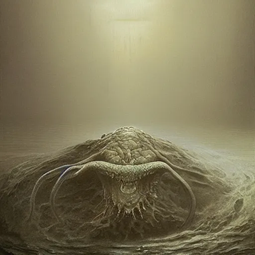 Image similar to water monster 4k by zdzisław beksiński