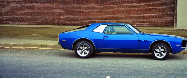 Prompt: denim blue audi camaro b 1 ( 1 9 6 9 ), establishing shot