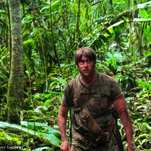 Image similar to bert as rambo in the amazon rainforest