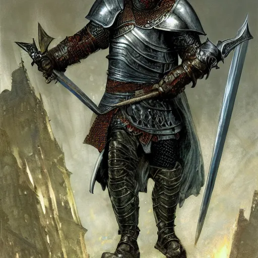 Image similar to dark souls knight as a fantast knight, realistic closeup portrait art by norman rockwell and donato giancola and greg rutkowski