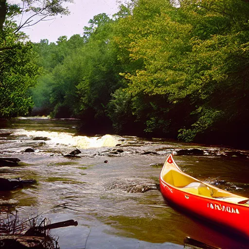 Image similar to cahaba river alabama, canoe in foreground, kodak ektachrome e 1 0 0,