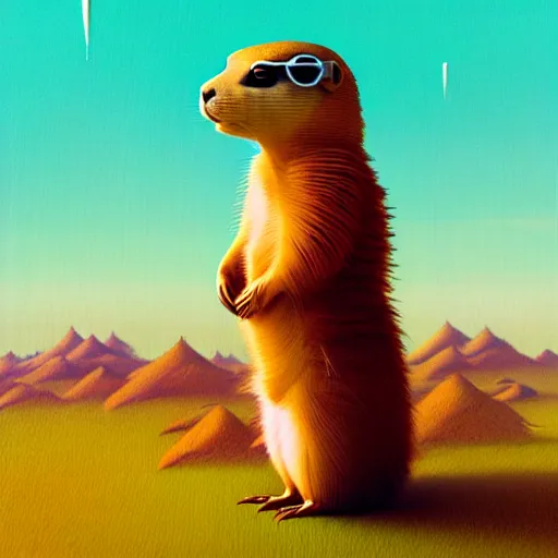 Image similar to cute extra fluffy prairie dog :: by Martine Johanna and Simon Stålenhag and Chie Yoshii and Casey Weldon and Guillermo del toro :: ornate, dynamic, particulate, rich colors, intricate, elegant, highly detailed, centered, artstation, smooth, sharp focus, octane render, 3d