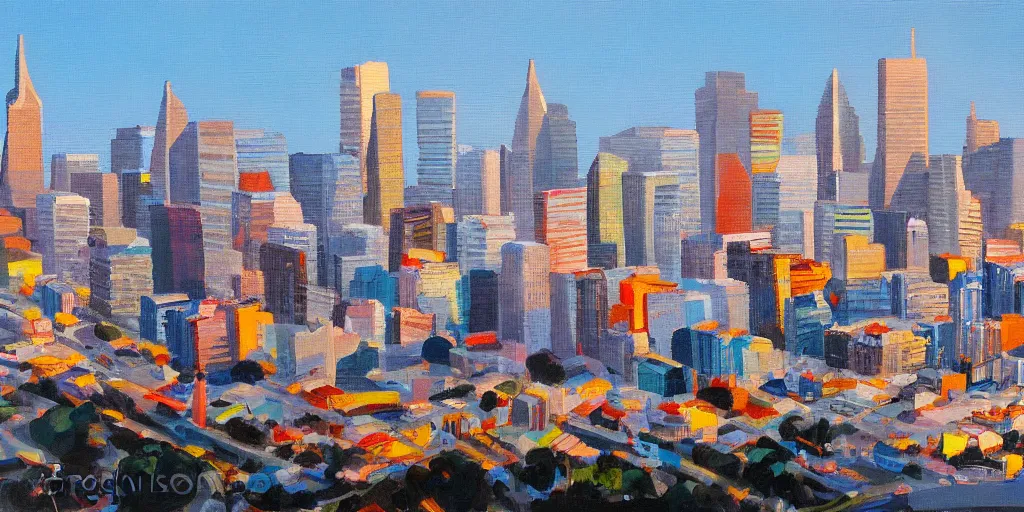 Image similar to new painting of San Francisco city by Greg Aronson, artstation