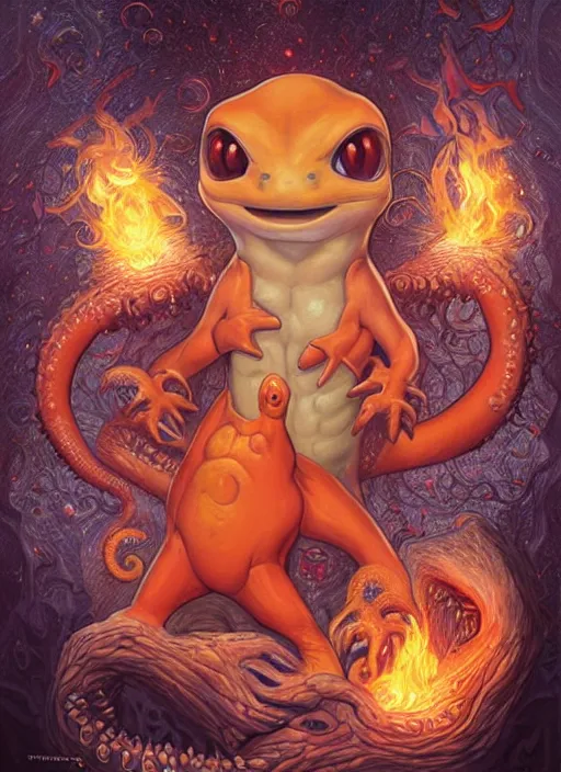 Image similar to Lovecraftian Charmander portrait by Tristan Eaton_Stanley Artgerm and Tom Bagshaw,