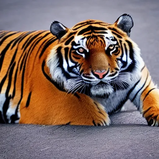 Image similar to photo of a tiger wearing a wig