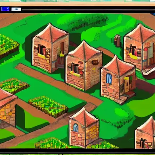 Image similar to A Spanish village. 2D videogame.