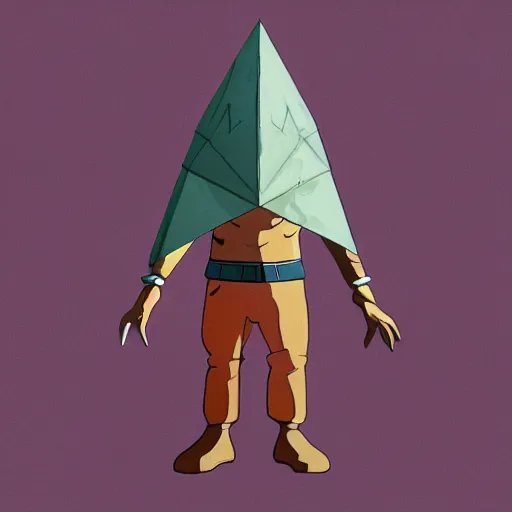 Image similar to pyramid head from silent hill in pixar style, cute colorful adorable, cgi render