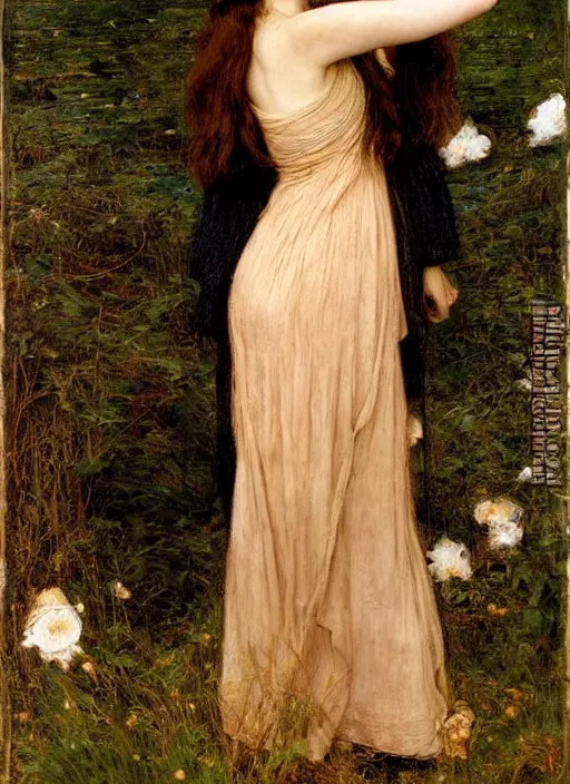 Prompt: a beautiful painting of jennifer connelly by John Everett Millais and Dante Gabriel Rossetti and John Collier and john william waterhouse, pre-raphaelite, detailed, hd