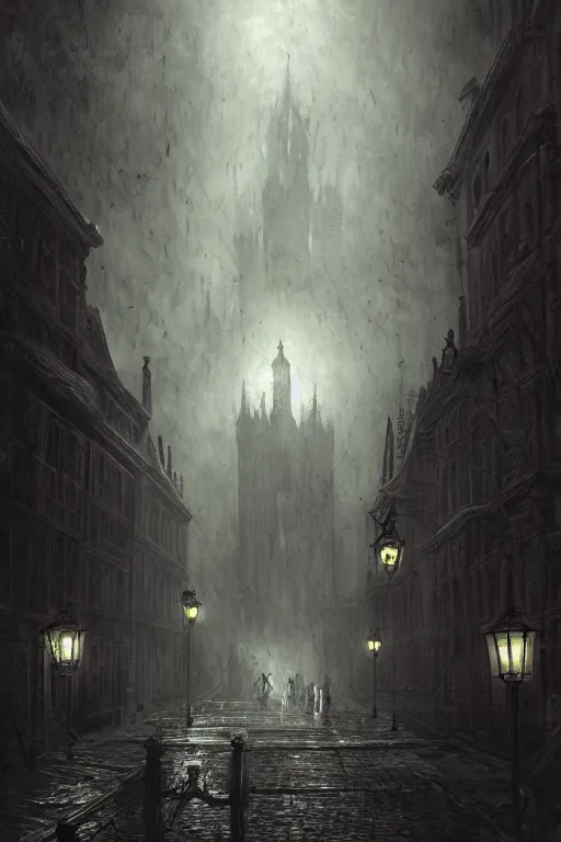 Prompt: haunted gothic old london 1 9 0 0, lovecraft, photorealistic, dark, atmospheric lighting, painted, intricate, ultra detailed by leesha hannigan, thierry doizon, kai carpenter, well composed, best on artstation, cgsociety, epic, stunning, gorgeous, intricate detail
