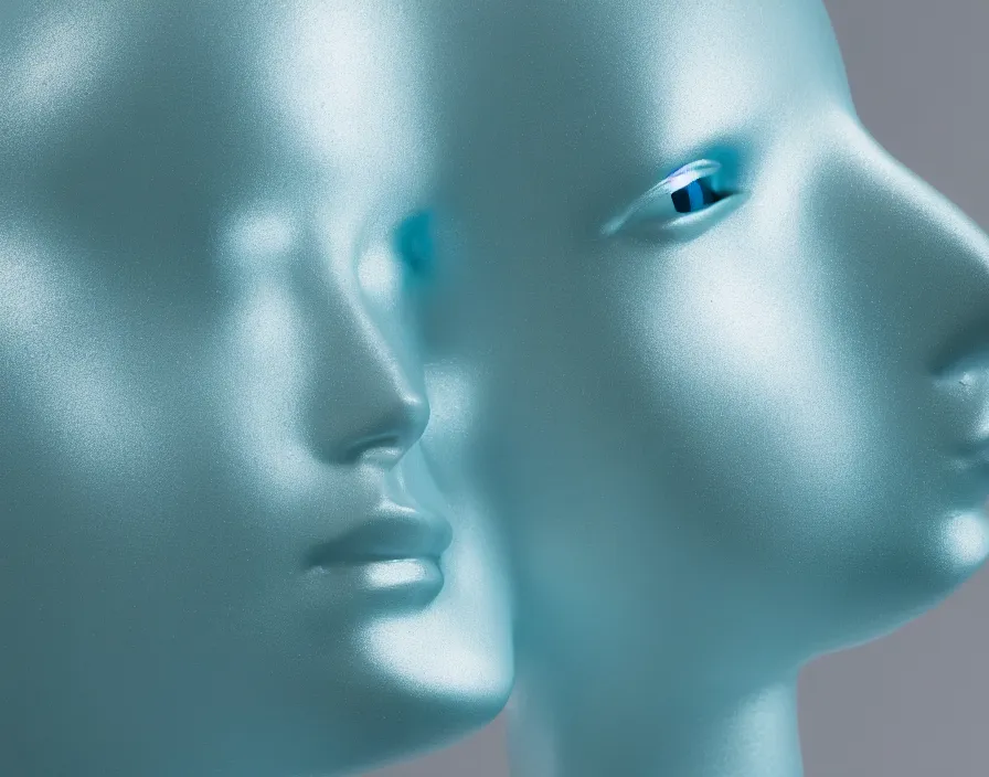 Prompt: cross section of mannequin head, among humanity in the form of a alive complex structure, white color minimal theatrical decoration. octane rendering, cinematic, octane rendering, 8k, depth of field, bokeh. iridescent accents. vibrant. teal white and blue color scheme