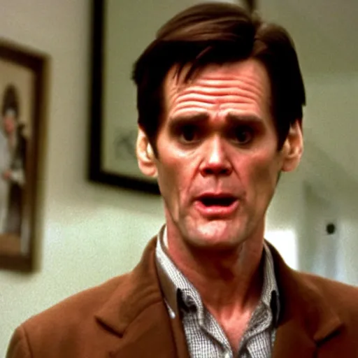 Prompt: Jim Carrey as Norman Bates in the movie Psycho movie still