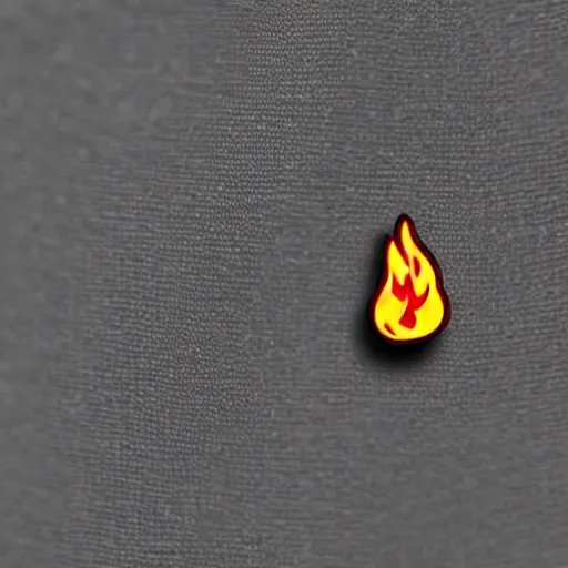 Prompt: a photo of minimalistic flat fire flames warning label enamel pin, beautiful cinematic light, behance