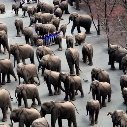 Image similar to Elephants stampeding in New York City