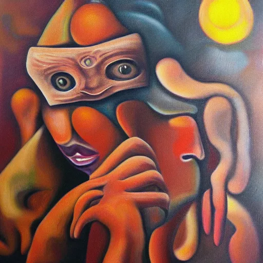 Image similar to psychotic mind on nirvana, surrealism, oil on canvas, masterpiece, award - winning
