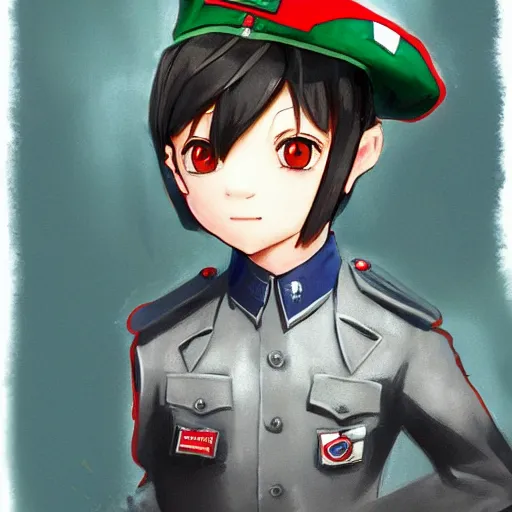 Prompt: beautiful little boy in nazi uniform posing. red, green, blue and gray pallet color. made in abyss art style, inspired by kris from deltarrune, cute detailed artwork, anatomically correct, soft details, ilya kuvshinov, reflection, perfect composition, portrait, illumination, digital art, detailed anime soft face, symmetrical face