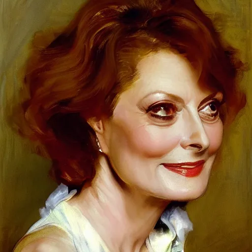 Prompt: a beautiful portrait of susan sarandon by john singer sargent and norman rockwell